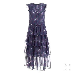 NWT! J. Crew Tiered silk dress in lip print